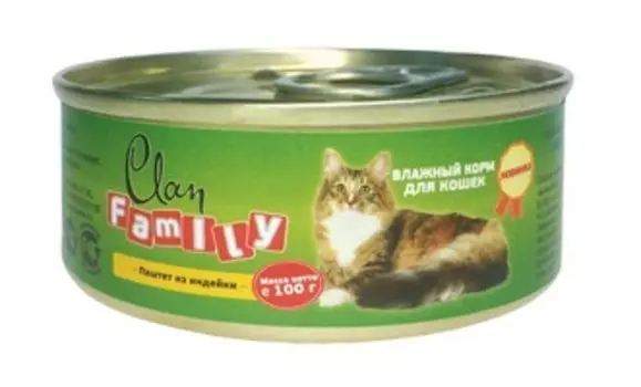 Clan Family / Консервы Клан для кошек паштет из Индейки (цена за упаковку)