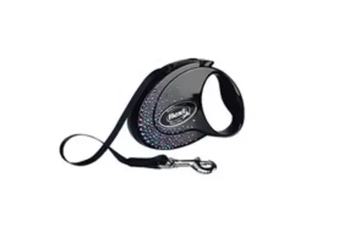 flexi Glam Splash Mystiс М tape 5 m, for dogs up to 25 kg / Рулетка флекси с Синими кристаллами Swarovski для собак весом до 25 кг, лента 5 м