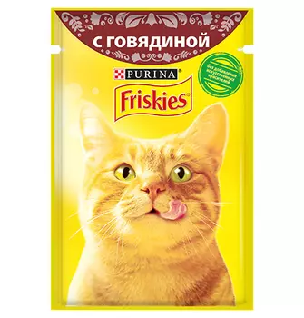 Friskies / Паучи Пурина Фрискис для взрослых кошек с говядиной (цена за упаковку)