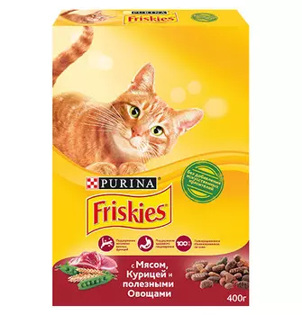 Friskies / Сухой корм Пурина Фрискис для взрослых кошек с мясом и курицей