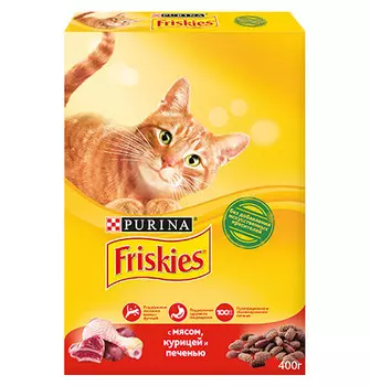 Friskies / Сухой корм Фрискис для кошек с Мясом Курицей и Печенью