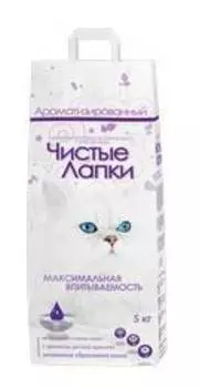 Чистые лапки (Clean Paws) Наполнитель для кошачьего туалета Комкующийся Ароматизированный