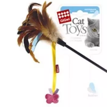 GiGwi Cat Toys / Игрушка Гигви для кошек Дразнилка на стеке с Бабочкой на веревочке