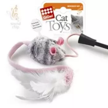 GiGwi Cat Toys / Игрушка Гигви для кошек Дразнилка на стеке со звуковым чипом