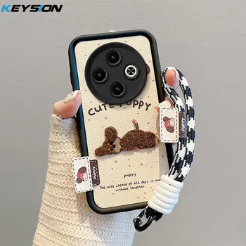 KEYSION Мультяшный Милый Плюшевый Вышитый Чехол для TECNO Spark 30C со Шнурком Кожаный Противоударный Чехол для Телефона для TECNO Spark 30C for Spark 30C