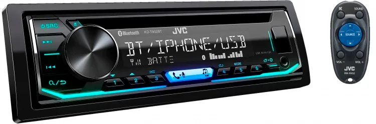 Автомагнитола JVC, 1 DIN, 4x4x50Вт, Bluetooth, черный (KD-T902BT)