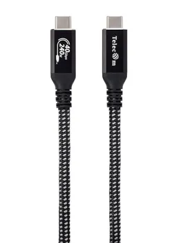 Кабель USB Type-C-USB Type-C, экранированный, быстрая зарядка, 240 Вт, 1.5 м, черный, Telecom TUS840-1.5M (TUS840-1.5M)