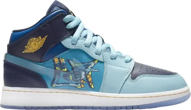 Кроссовки Air Jordan 1 Mid GS Fly, синий