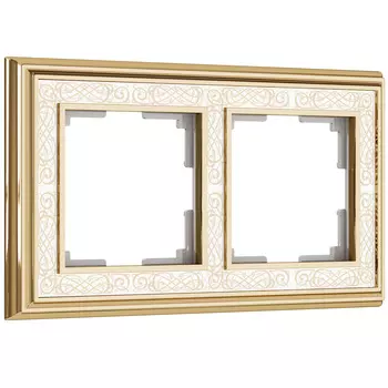 Рамка Werkel W0021429/ Рамка на 2 поста Palacio Gracia (золото/белый)
