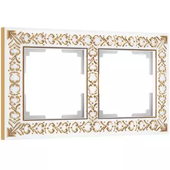Рамка Werkel W0021523/ Рамка на 2 поста Antik (белое золото)