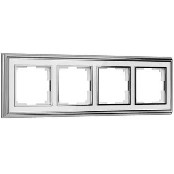 Рамка Werkel W0041331/ Рамка на 4 поста Palacio (хром/белый)