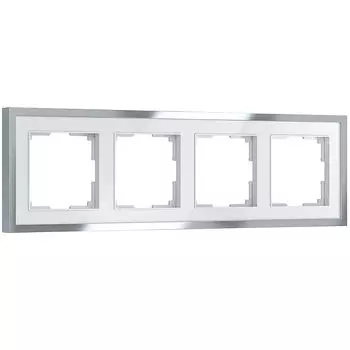 Рамка Werkel W0042850/ Рамка на 4 поста Baguette (белый/серебро)
