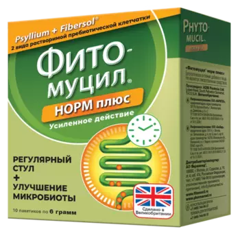 Фитомуцил Норм Плюс, 6 г, 10 шт, порошок для приготовления суспензии для приема внутрь