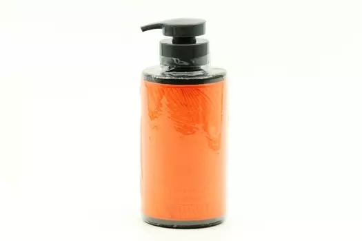 Флакон Flexfresh с дозаторомD-SOAP с наклейкой из экокожиSoft touch оранжевый 460 мл