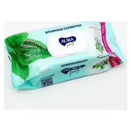 Влажные салфетки Aura Family освежающие Big-pack с крышкой 120 шт.
