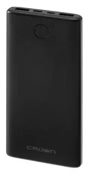 Внешний аккумулятор Crown Cmpb-1000, 10000 мач, 2 Usb, 2.1 А, чёрный
