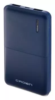 Внешний аккумулятор Crown Cmpb-604, 10000 мач, 2 Usb, 2 А, синий