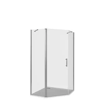 Душевой уголок Makiato PNT-100-C-WE, пентагональный 100x100 см хромированный профиль прозрачное стекло распашной