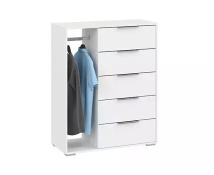 Комод Нуар (Высокие, 40 см, Ящики, Под телевизор, Белый, 93.6)