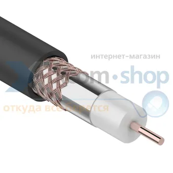 Кабель Rexant RG-6U+CU, (64%), 75 Ом, 100м., черный (OUTDOOR) 01-2222