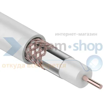 Кабель Rexant RG-6U+CU, (64%), 75 Ом, 100м., белый 01-2221