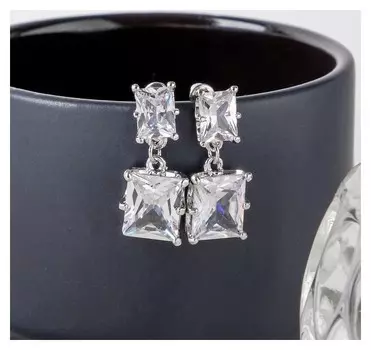 Серьги "Циркония" мини, цвет белый в серебре