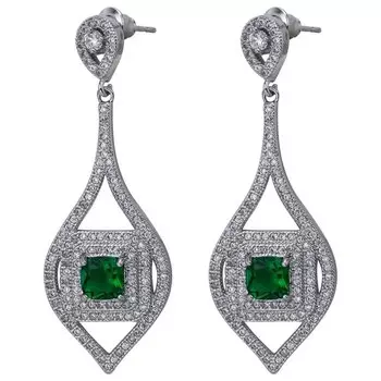 Серьги длинные с фианитами