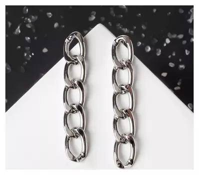 Серьги из металла "Цепочки" полукруг, цвет серебро