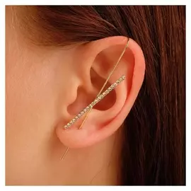 Серьги "Каффы" булавка, дорожка, цвет белый в золоте