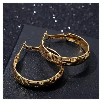 Серьги-кольца "Геометрия" неровные линии, цвет золото, D=3,5