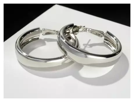Серьги-кольца "Каньон" утолщённая линия, D=2,5, цвет серебро