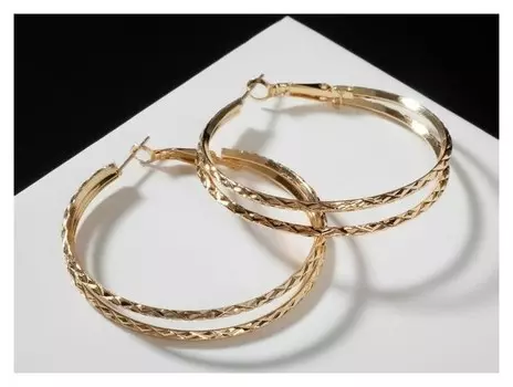 Серьги-кольца "Карма" косичка, цвет золото, D=5