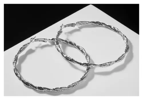Серьги-кольца "Карма" сплетения, цвет серебро, D=6,5