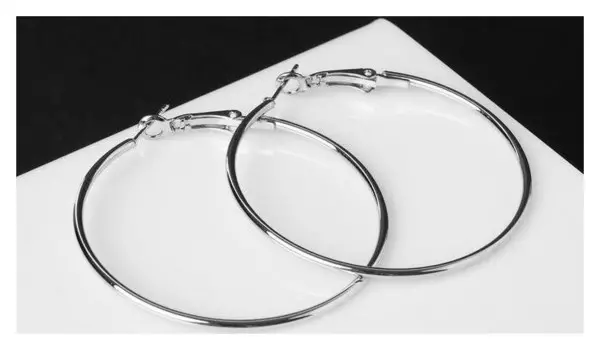Серьги-кольца "Классика" D=5 см, цвет серебро