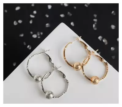 Серьги-кольца "Классика с шариком", D=2,7см