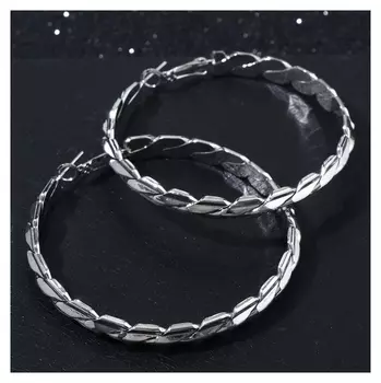 Серьги-кольца "Косичка" в одну сторону, цвет серебро, D=5,5