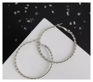 Серьги-кольца "Крученый", цвет серебро, D=5,5см