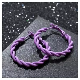 Серьги-кольца "Лауд" косички, цвет фиолетовый, D=3.5