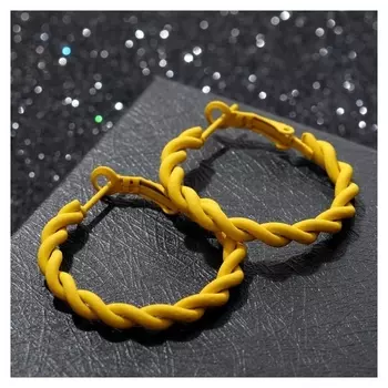 Серьги-кольца "Лауд" косички, цвет жёлтый, D=3.5