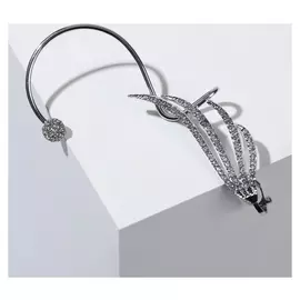Серьга "Каффа" лебединое крыло, цвет белый в серебре