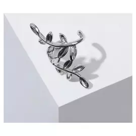 Серьга "Каффа" листики, цвет серебро