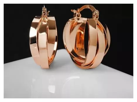 Серьги кольца "Тринити" магистраль, цвет золото, D=1,5