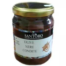Черные оливки со специями, 280 гр, SANTORO