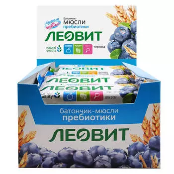 Батончик-мюсли с черникой и лютеином, 26 шт по 30 г, ЛЕОВИТ