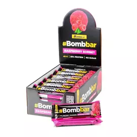 Батончик протеиновый глазированный "BOMBBAR " Малиновый сорбет 40г х 30 шт.