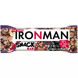 Батончик "SNACK BAR" (Черная смородина / тёмная глазурь без сахара), 40 г, IRONMAN
