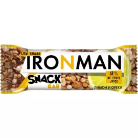 Батончик "SNACK BAR" (Лимон и орехи / тёмная глазурь без сахара), 40 г, IRONMAN