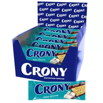 Батончик злаковый мюсли Кокос-шоколад 12 шт по 50 г, CRONY, годен до 01.12.2025