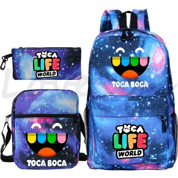 Набор из 3 шт. школьных сумок Toca Life World, детский рюкзак, детский мультяшный рюкзак для мальчиков и девочек, школьный рюкзак для студентов