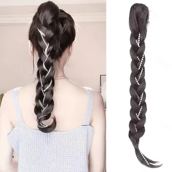 LISI HAIR Синтетический коготь наращивание хвоста Длинный прямой плетеный парик с конским хвостом для женщин Праздничная одежда 50cm